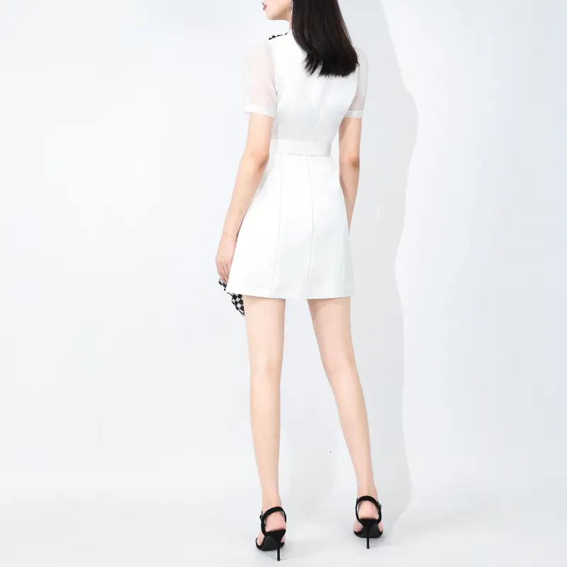 AUI Short Sleeved Dress Women's White-4