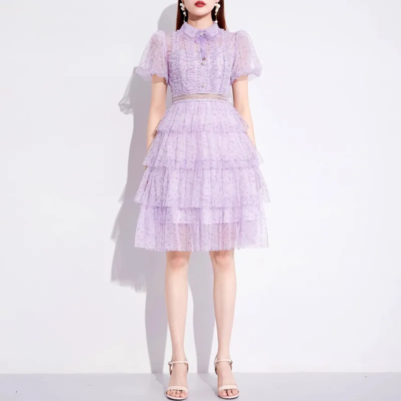 AUI Short Sleeved Dress Women's Purple-2