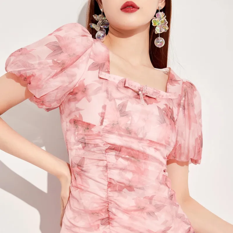 AUI Short Sleeved Dress Women's Pink-3