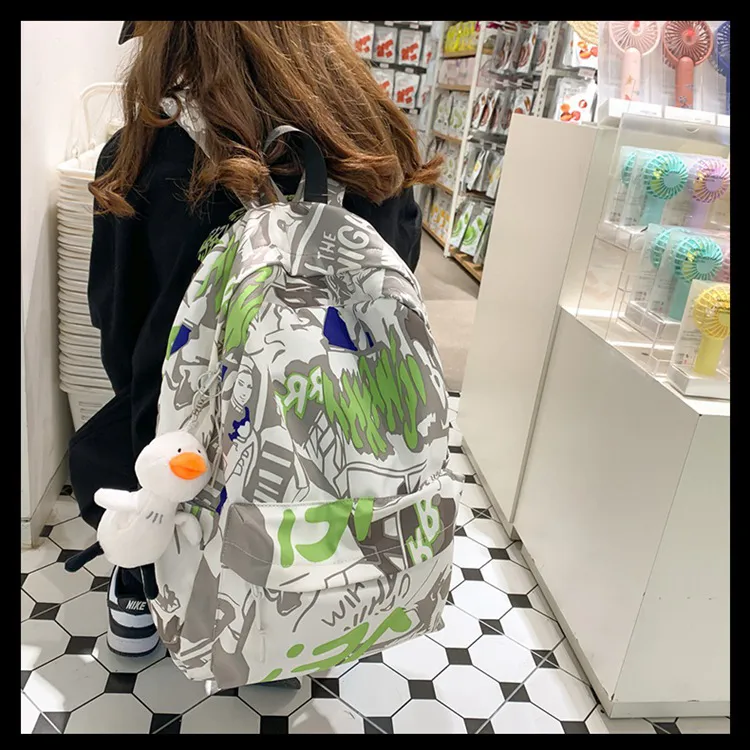 Barang Bear Nylon Backpack Regular Unisex Gray/White-2