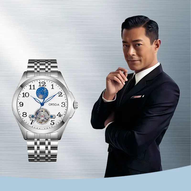 ORSGA Mechanical Movement Stainless Steel Strap Men's Watches White Dial-1