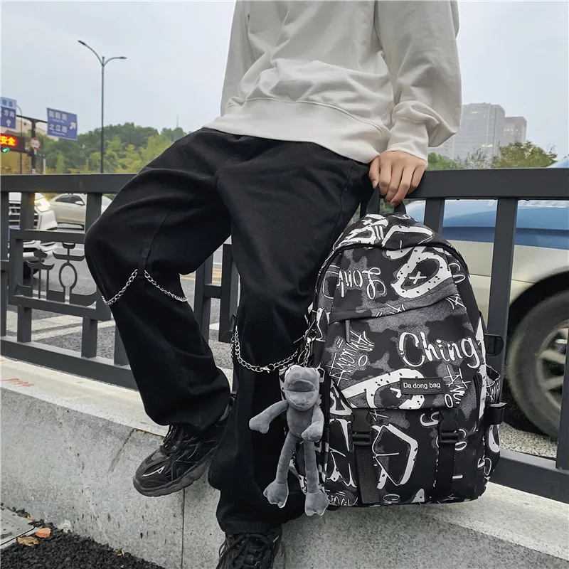 Barang Bear Nylon Backpack Regular Unisex Black White Blue-4