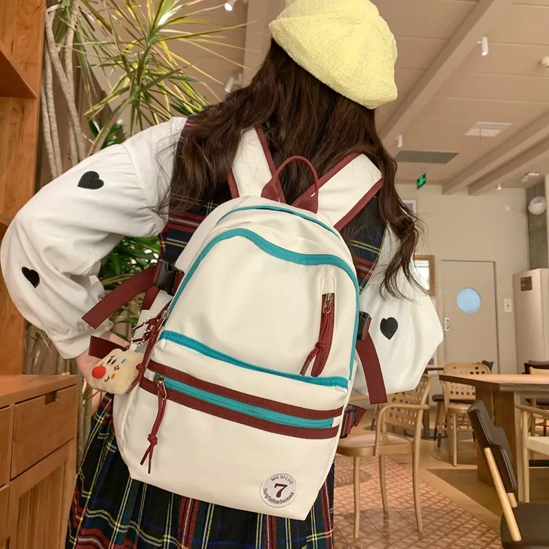 Barang Bear Nylon Backpack Regular Unisex White Black Red Pink Khaki-1
