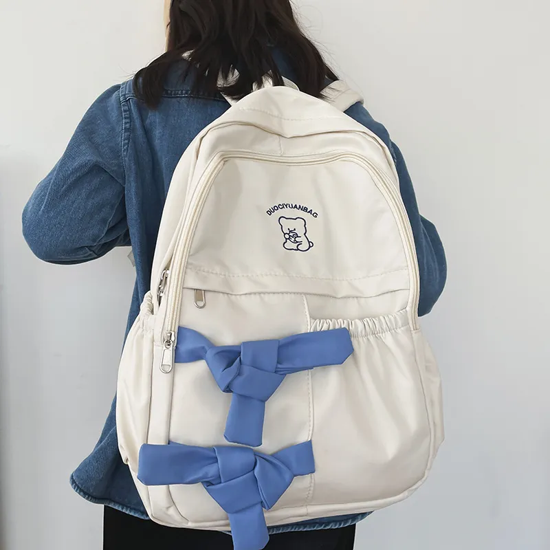 Barang Bear Nylon Backpack Regular Women's White/Black/Purple-1