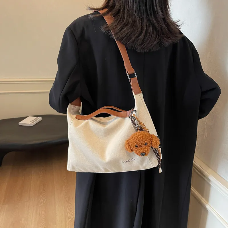 Barang Bear Canvas Canvas Bag One Shoulder Handbag Regular Unisex Multicolor-1