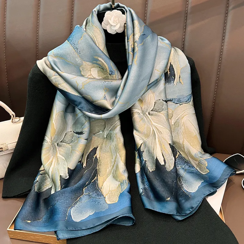 RX UVCUT Faux Silk Silk Scarves Unisex-4