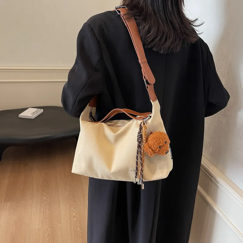 Barang Bear Canvas Canvas Bag One Shoulder Handbag Regular Unisex Multicolor-4
