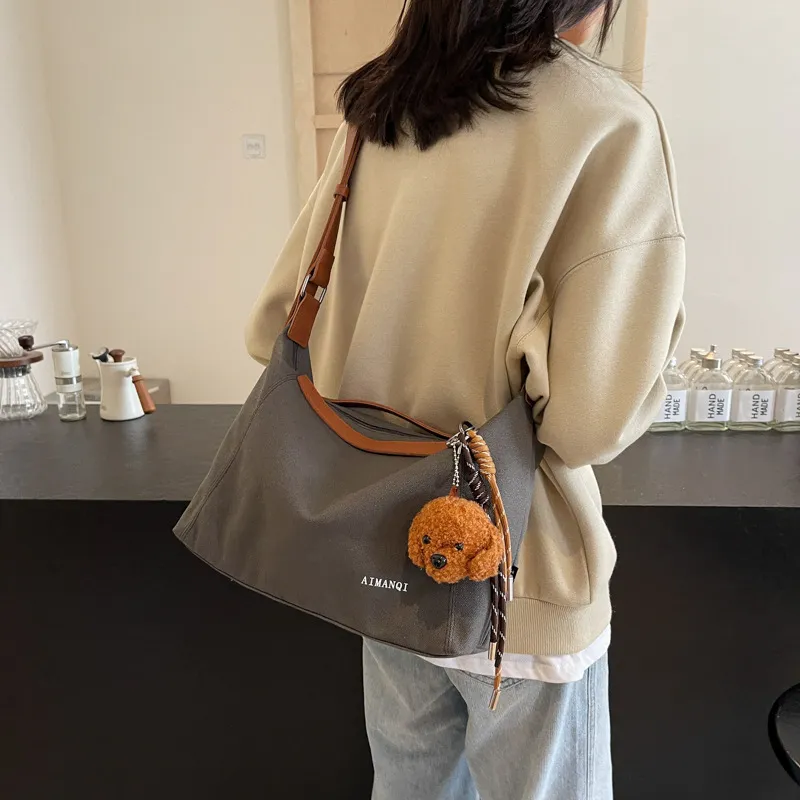 Barang Bear Canvas Canvas Bag One Shoulder Handbag Regular Unisex Multicolor-7