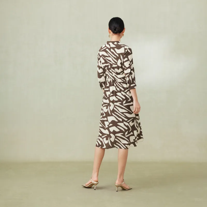 FINITY Long Sleeved Dresses Women's Apricot Coffee-2