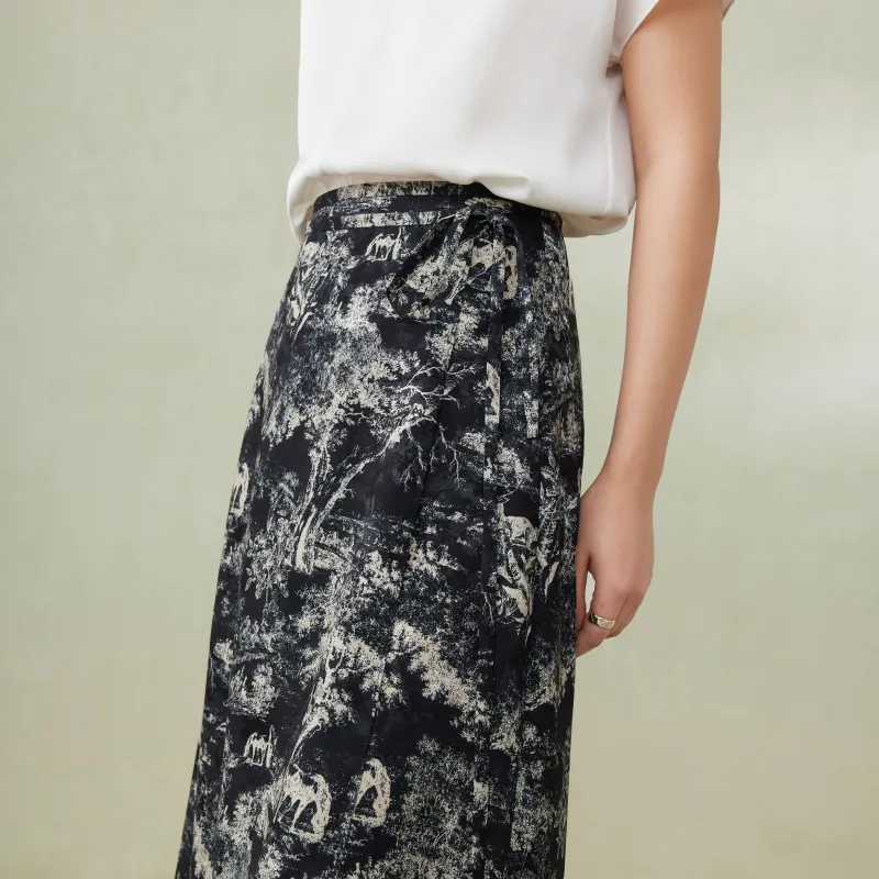 FINITY SS24 Casual Long Skirts Women's Black Background Print-6