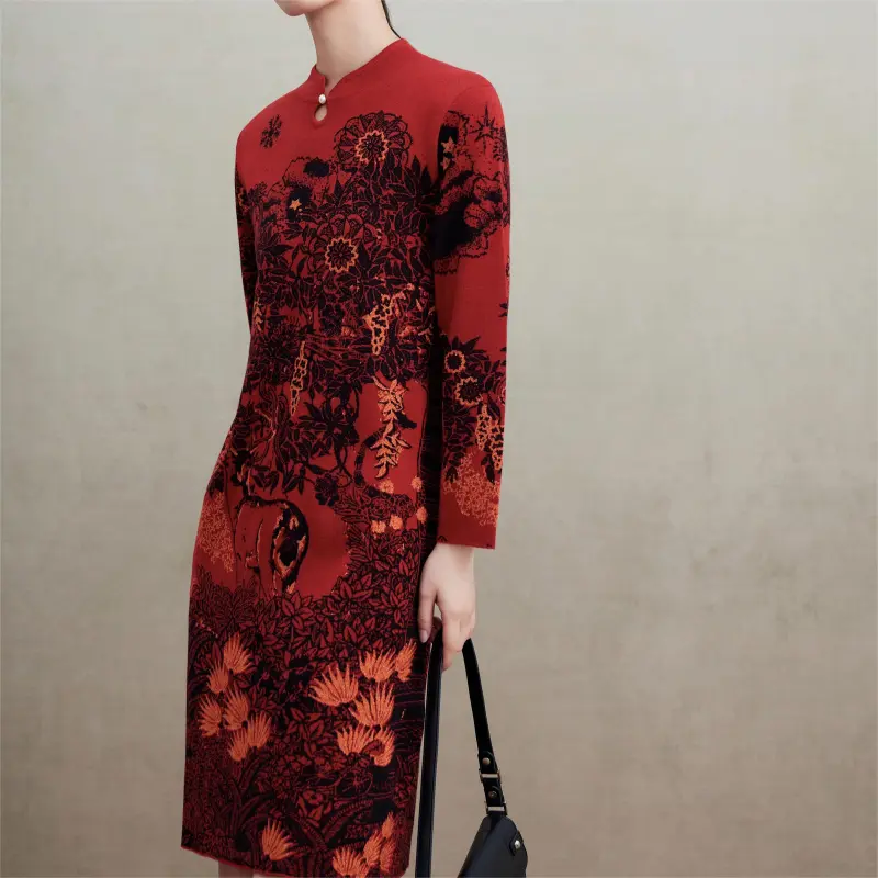 FINITY Long Sleeved Dresses Women's Red-2