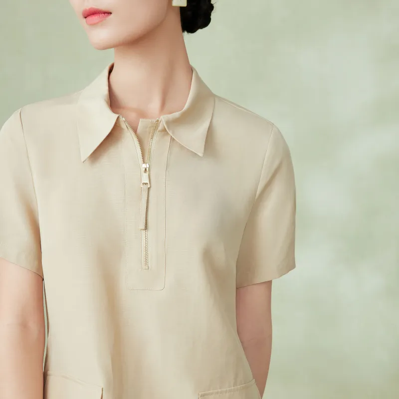 FINITY Short Sleeved Dresses Women's Beige Apricot-2