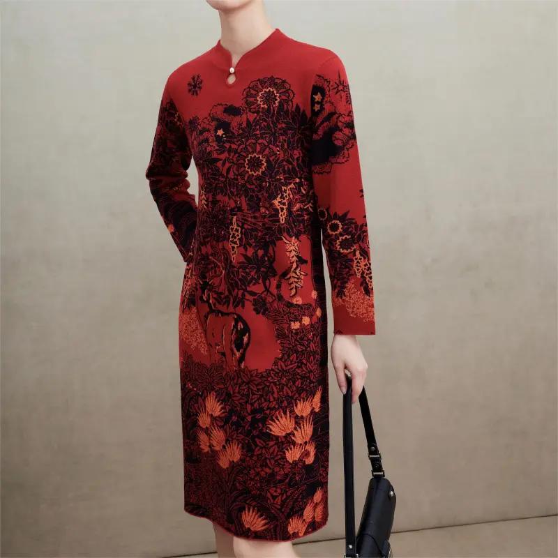 FINITY Long Sleeved Dresses Women's Red-3