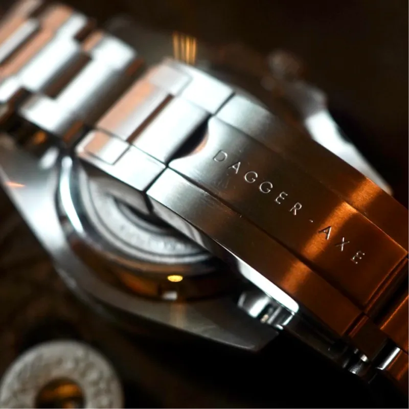 DAGGER AXE Automatic Mechanical Movement Stainless Steel Watchband Watch Unisex Coffee Watch Dial-7