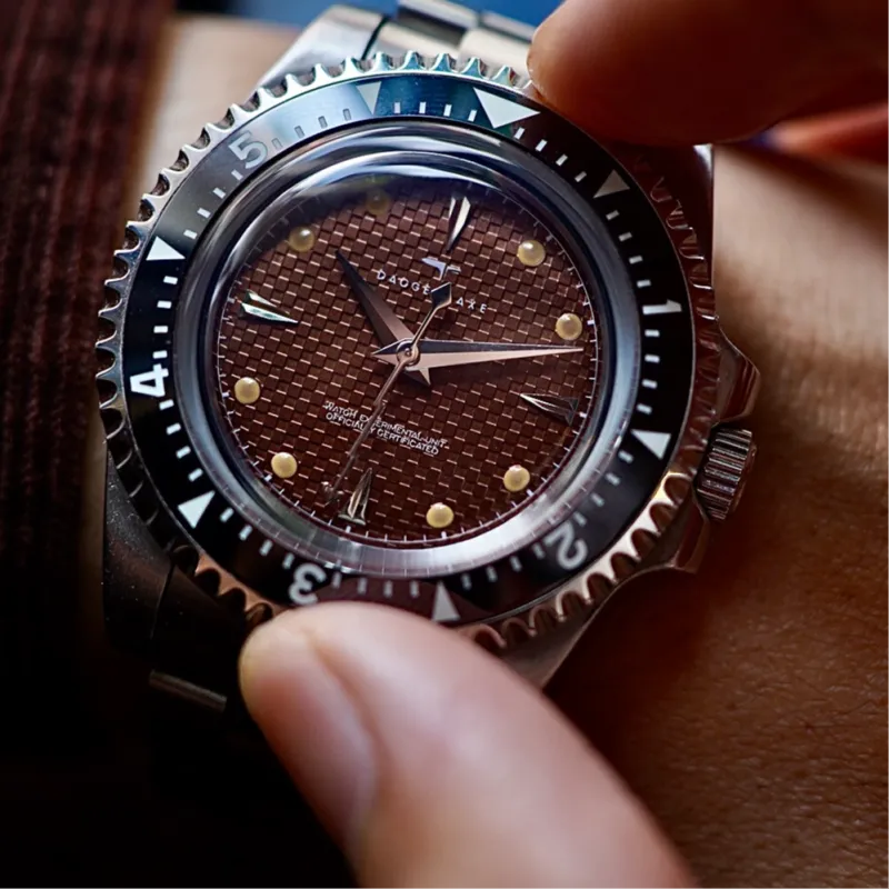 DAGGER AXE Automatic Mechanical Movement Stainless Steel Watchband Watch Unisex Coffee Watch Dial-6