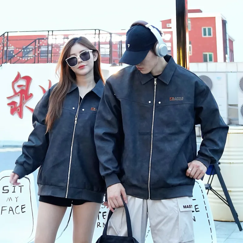 JUNGLE PANDA Leather Jackets Coats Unisex-4