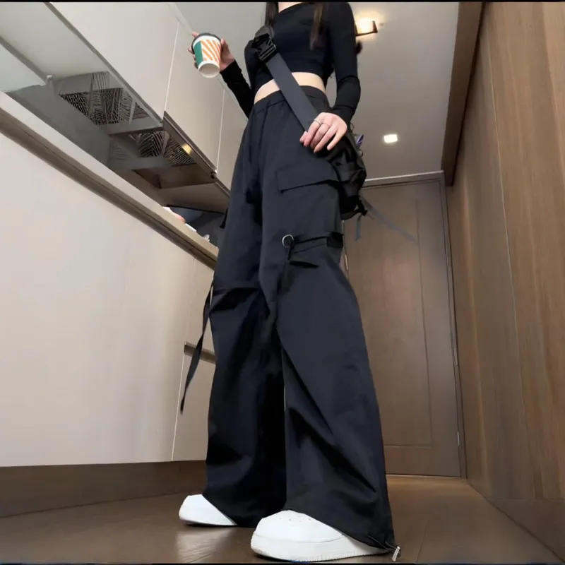 TESTUNG Cargo Pants Unisex Black-4