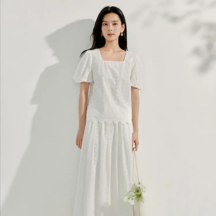 Inman Casual Long Skirts Women's Pearl White-2