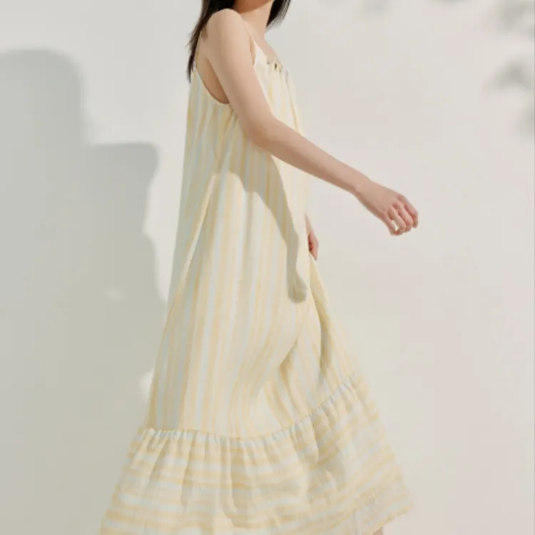 Inman Long Sleeved Dress Women's Yellow Blue Stripes-4