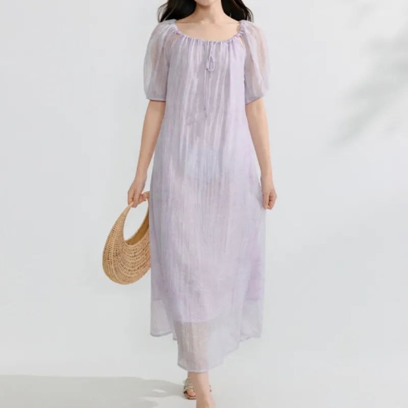 Inman Short Sleeved Dress Women's Smoke Purple-2