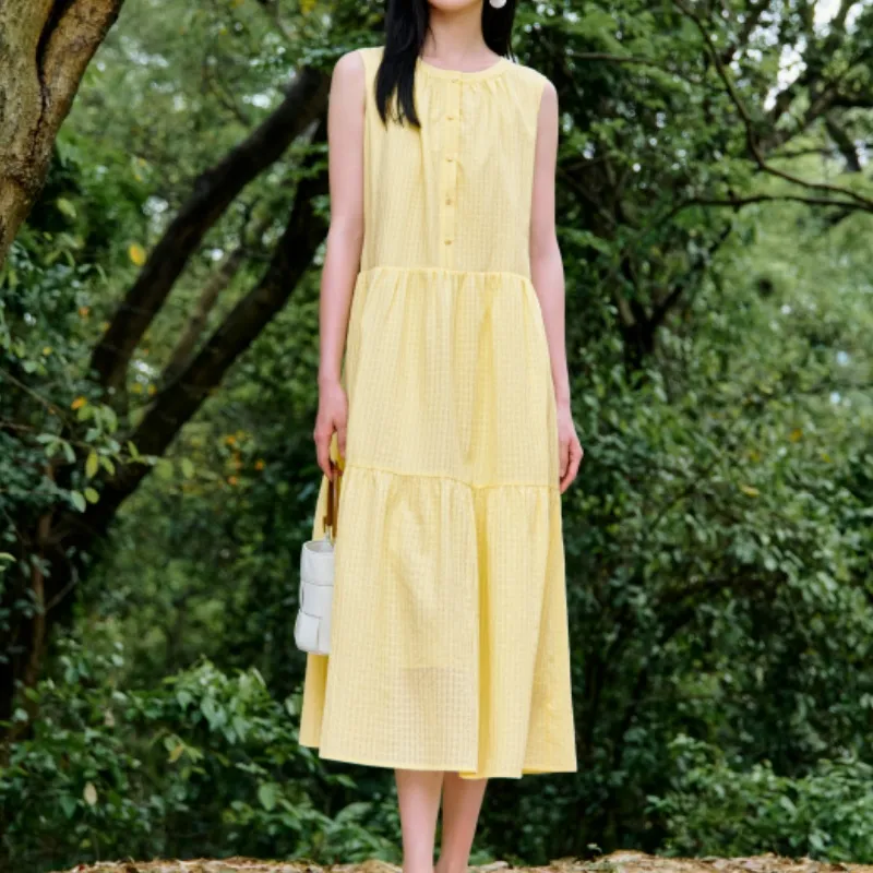 Inman Sleeveless Dresses Women's Light Yellow-2