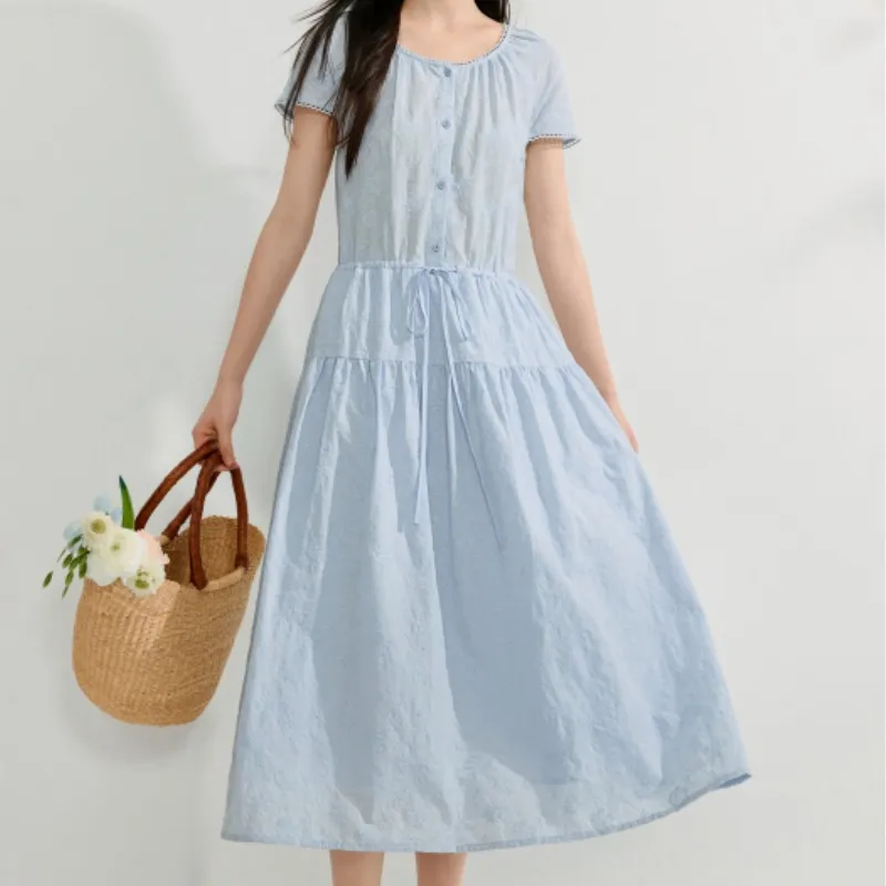 Inman Short Sleeved Dress Women's Light Aqua Blue-3
