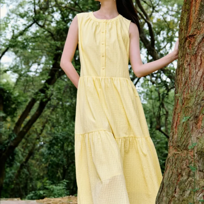 Inman Sleeveless Dresses Women's Light Yellow-3