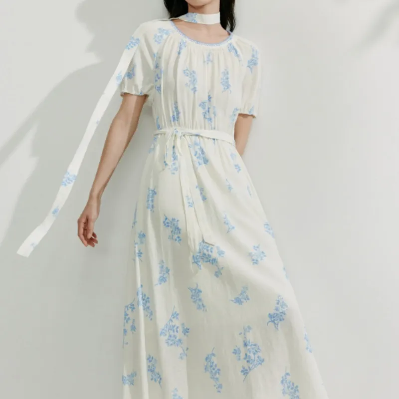 Inman Short Sleeved Dress Women's Blue Floral-4