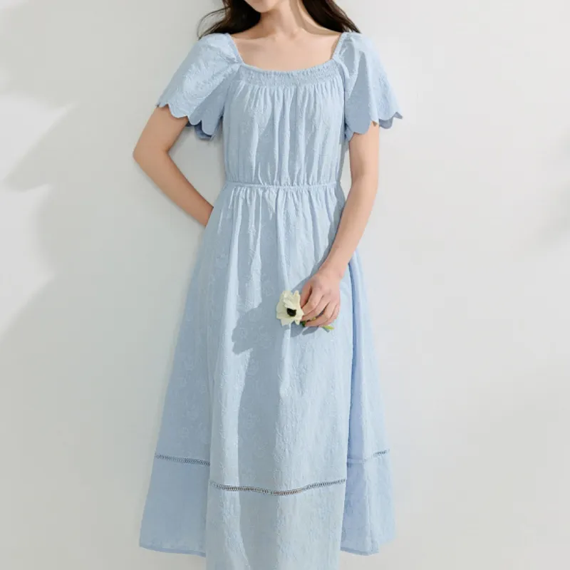 Inman Short Sleeved Dress Women's Light Aqua Blue-2