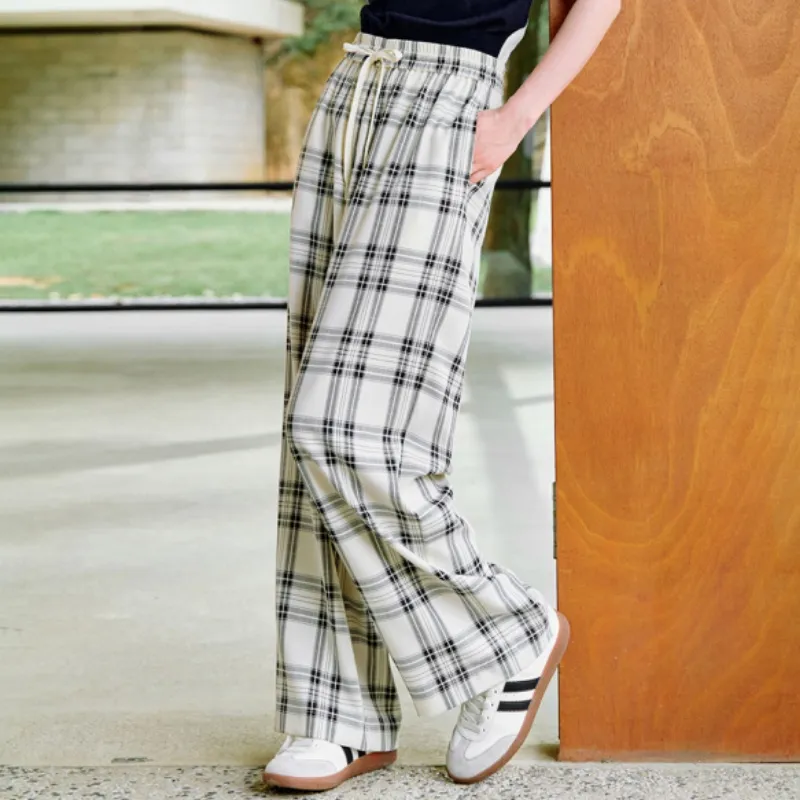 Inman Casual Pants Women's Black White Plaid-3