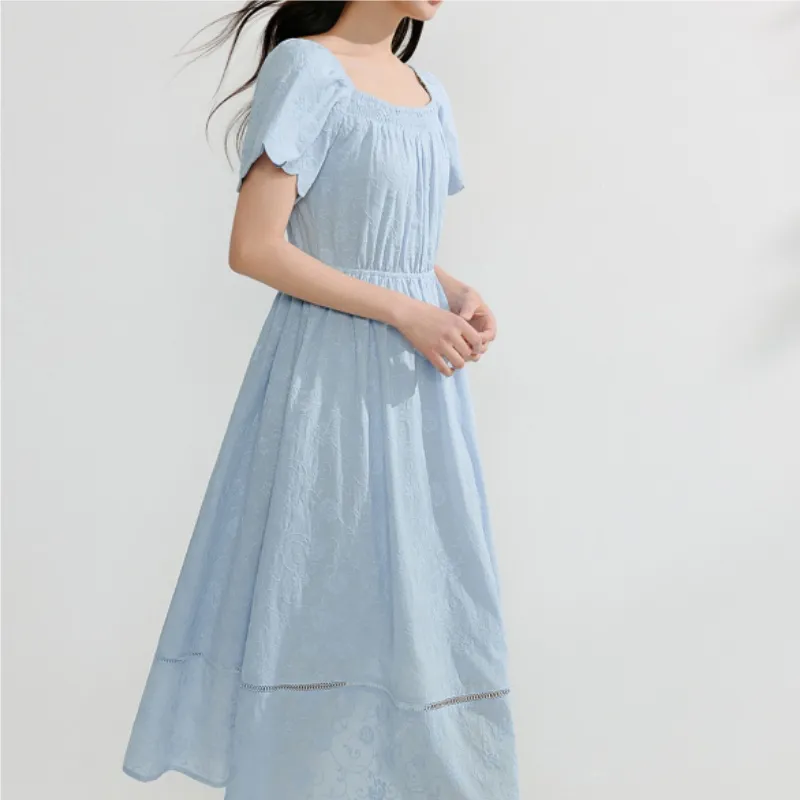 Inman Short Sleeved Dress Women's Light Aqua Blue-3