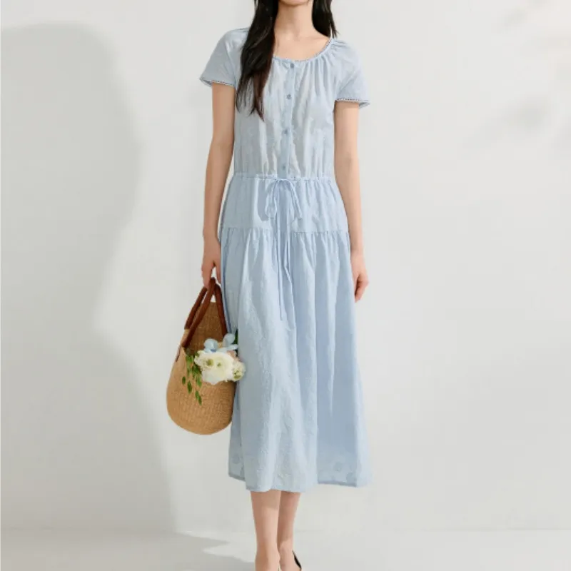 Inman Short Sleeved Dress Women's Light Aqua Blue-2