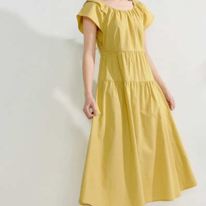 Inman Short Sleeved Dress Women's Orange Yellow-3