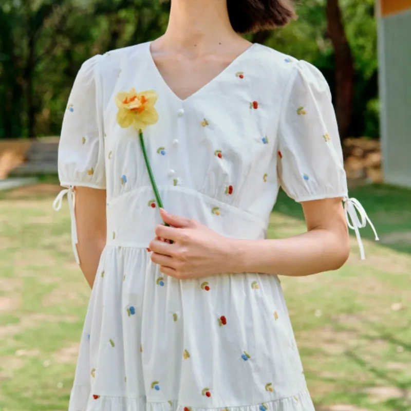 Inman Long Sleeved Dress Women's Pearl White-3