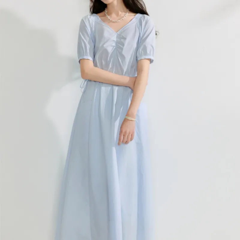 Inman Short Sleeved Dress Women's Sky Blue-3
