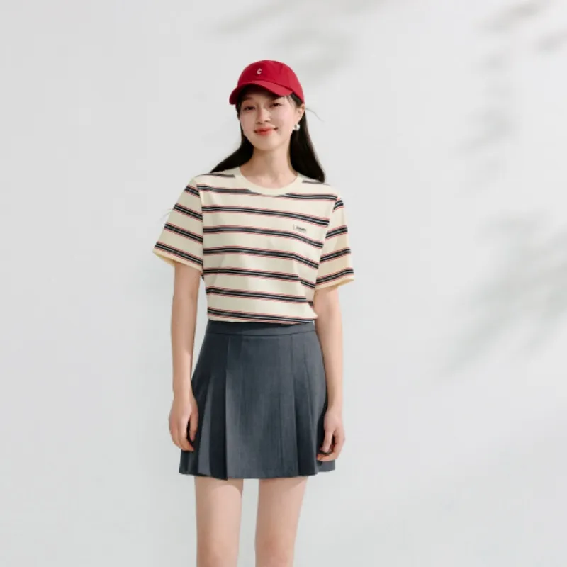 Inman T Shirt Women's Red Blue Stripes-4