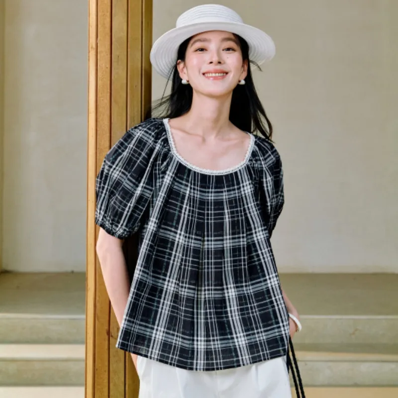 Inman Shirts Women's Blue White Plaid-3