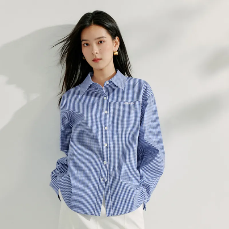 Inman Shirt Women's Royal Blue Plaid-3
