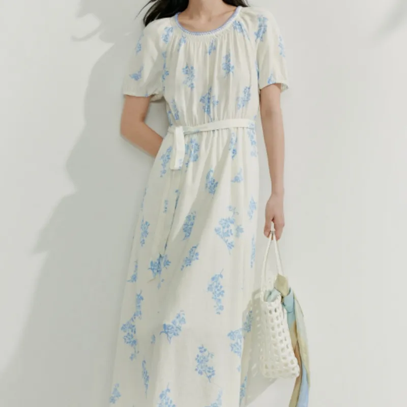 Inman Short Sleeved Dress Women's Blue Floral-2