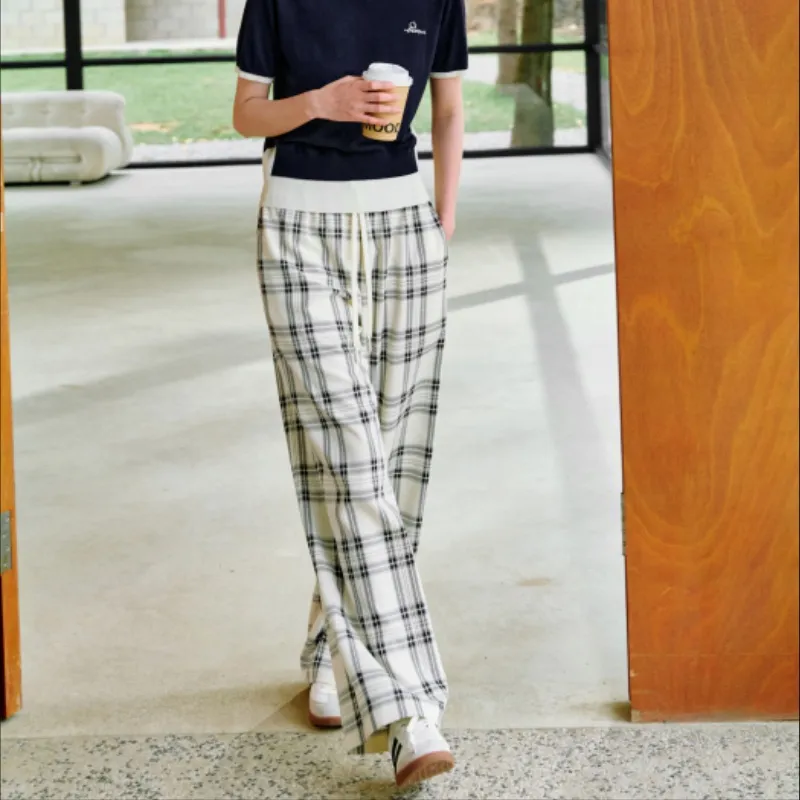 Inman Casual Pants Women's Black White Plaid-4