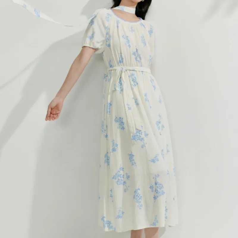 Inman Short Sleeved Dress Women's Blue Floral-3