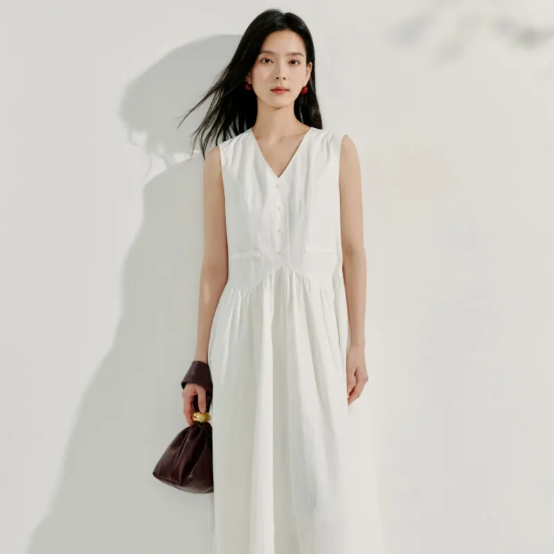 Inman Sleeveless Dress Women's Pearl White-3