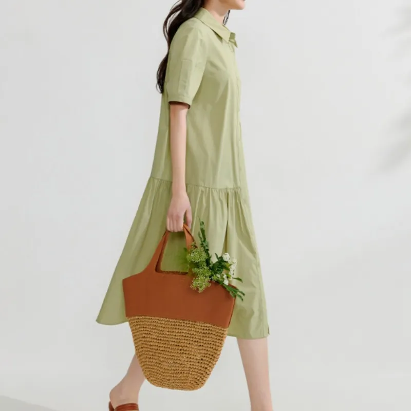 Inman Long Sleeved Dress Women's Khaki Green-4