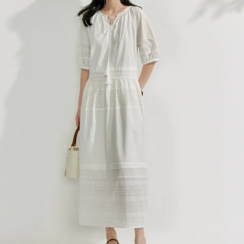 Inman Long Sleeved Dress Women's Pearl White-2