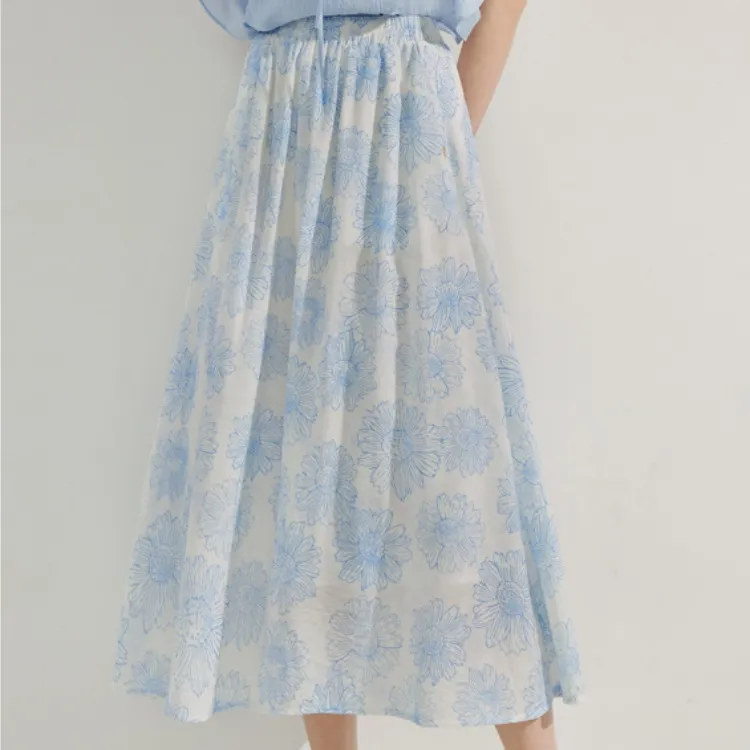 Inman Casual Long Skirts Women's Lake Blue Floral-4