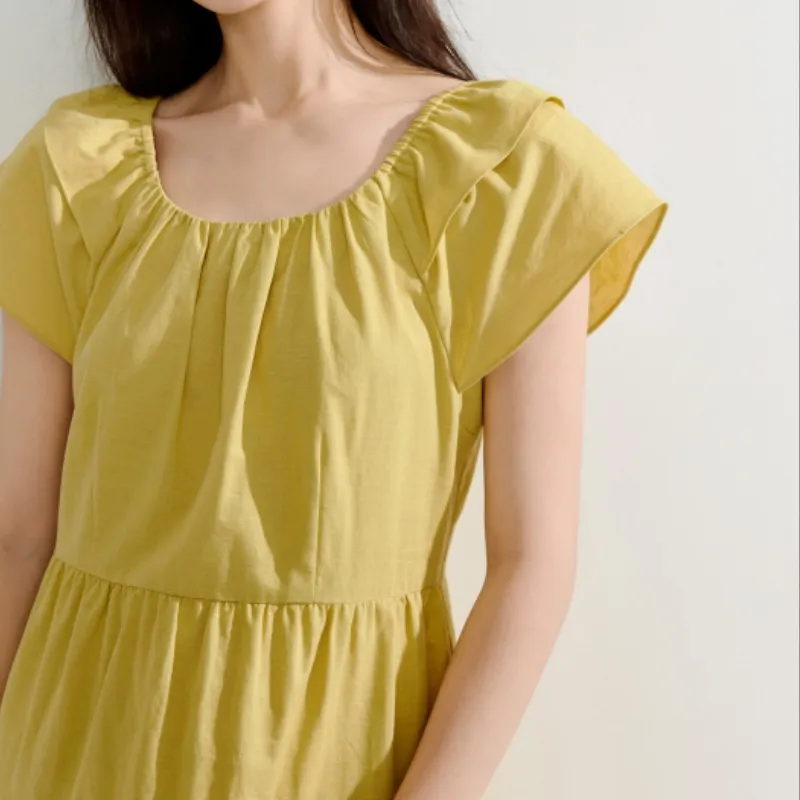 Inman Short Sleeved Dress Women's Orange Yellow-4