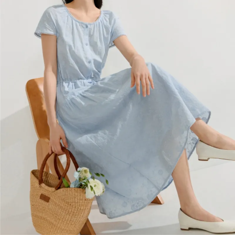 Inman Short Sleeved Dress Women's Light Aqua Blue-4