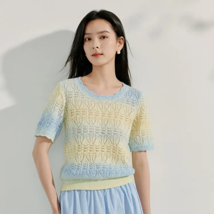 Inman Top Women's Yellow Blue Stripes-4