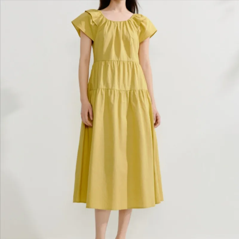 Inman Short Sleeved Dress Women's Orange Yellow-2