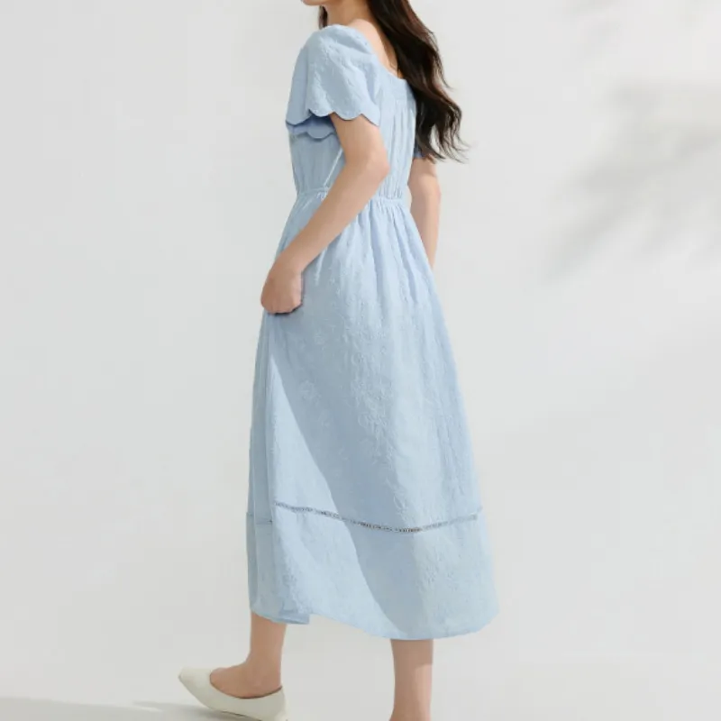Inman Short Sleeved Dress Women's Light Aqua Blue-4